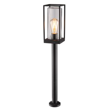 10080107 Moderne buitenlamp lantaarn op paal zwart met helder glas.jpg