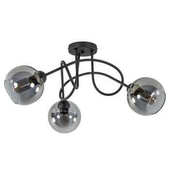 11040001 3Lichts plafondlamp zwart met smoke glazen bollen.jpg