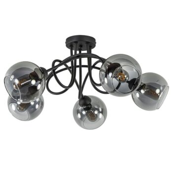 11040002 Sierlijke plafondlamp zwart met smoke glazen bollen.jpg