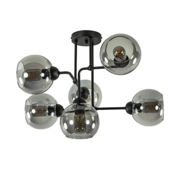 11040025 6Lichts plafondlamp zwart met smoke glazen bollen.jpg