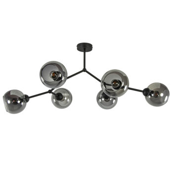 11040033 6 Lichts plafondlamp zwart met smoke glazen bollen.jpg