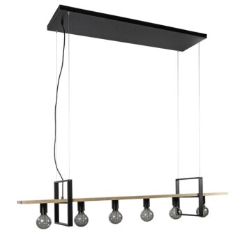 12480423 Mat zwarte 6lichts hanglamp frame met houten planken.jpg