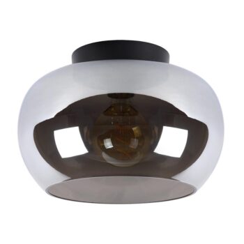 12700176 Moderne plafondlamp zwart met smokey glazen kap.jpg