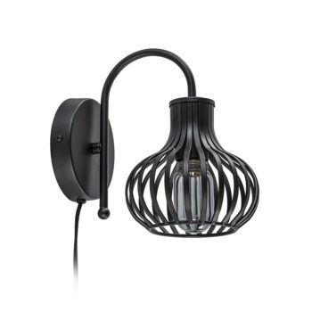 18700001 Scandinavische wandlamp mat zwart met snoer.jpg