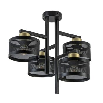 19350121 Zwarte 4lichts plafondlamp met ronde kappen.jpg