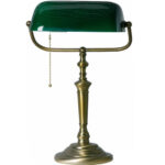 Klassieke bankierslamp groen met Brons