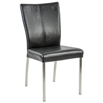 23100016 Eetkamerstoel zwart lederen zitting met RVS poten.jpg