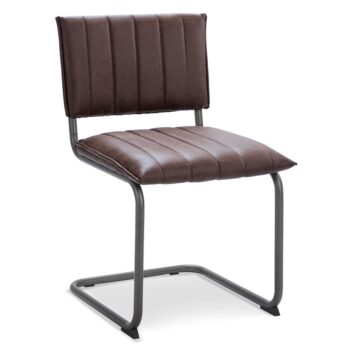 23100069 Stoffen eetkamerstoel bruin met gunmetal onderstel.jpg