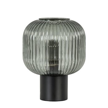 23220097 Tafellamp zwart met ronde smoke glazen kap.jpg