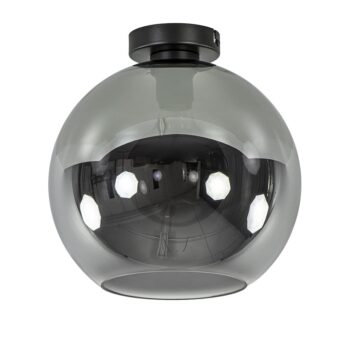 23220114 Mat zwarte plafondlamp met smoke glazen bol 30cm.jpg