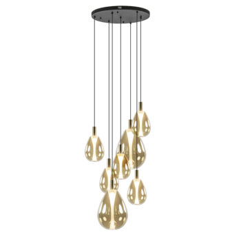 23400002 Grote LED hanglamp amber glas met zwart brons.jpg