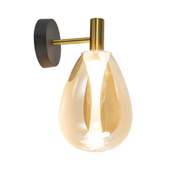 23400012 Strak klassieke wandlamp met glas amber inclusief LED.jpg