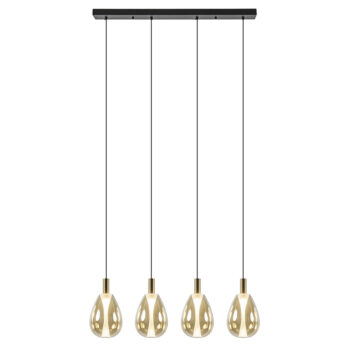 23400015 4 Lichts eetkamerhanglamp amber glas met zwart en brons.jpg