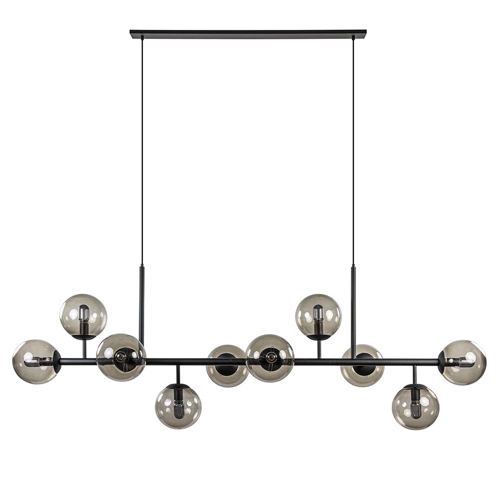 01600028 Grote 10lichts hanglamp mat zwart met smoke glazen bollen.jpg