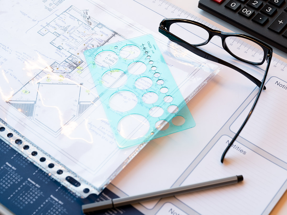 Voorbeeld van een lichtplan met materialen